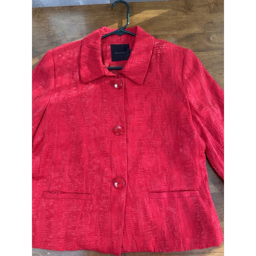 Vintage Y2K Bern and Mort Red Crinkle Jacket 10P Shiny Textured Blazer